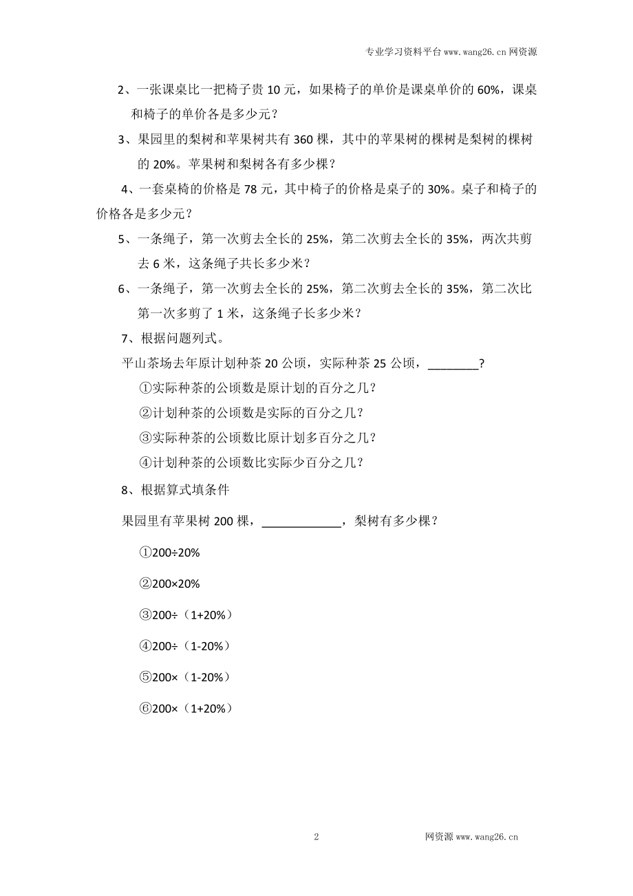 数学小升初专项训练 小学数学总复习专题训练-列方程解百分数应用题-通用版.doc_第2页