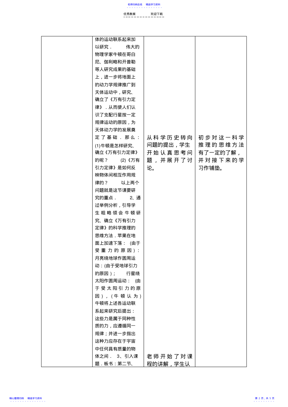 2022年万有引力定律教学设计 2.pdf_第2页