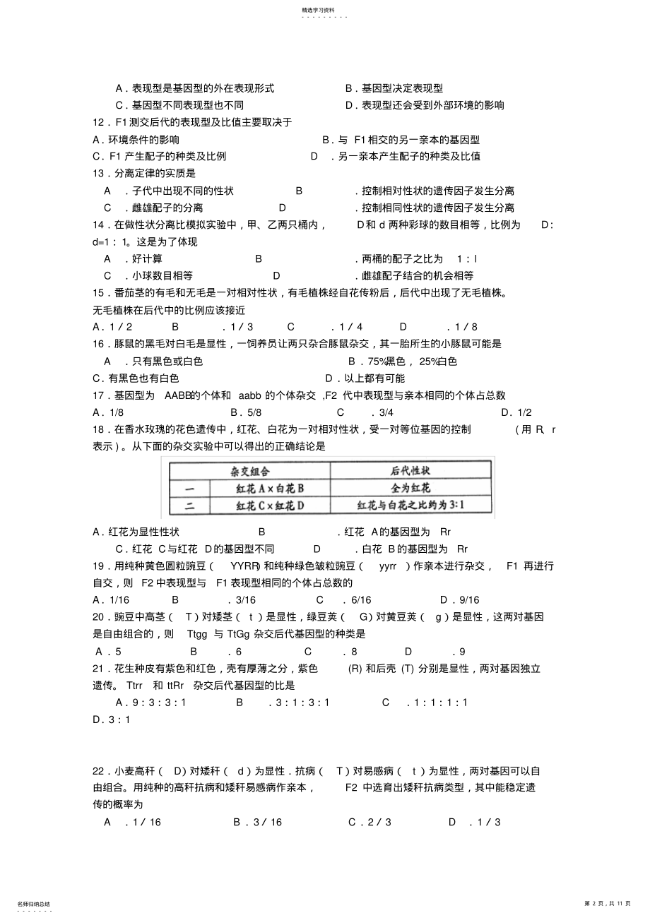 2022年江苏省普通高中学业水平测试生物专题复习 .pdf_第2页