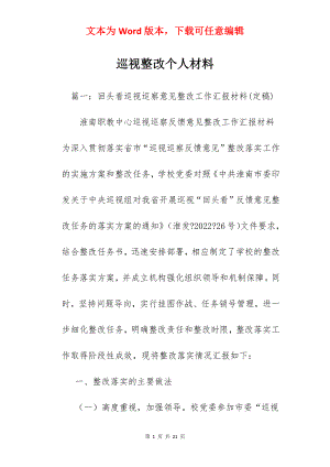 巡视整改个人材料.docx