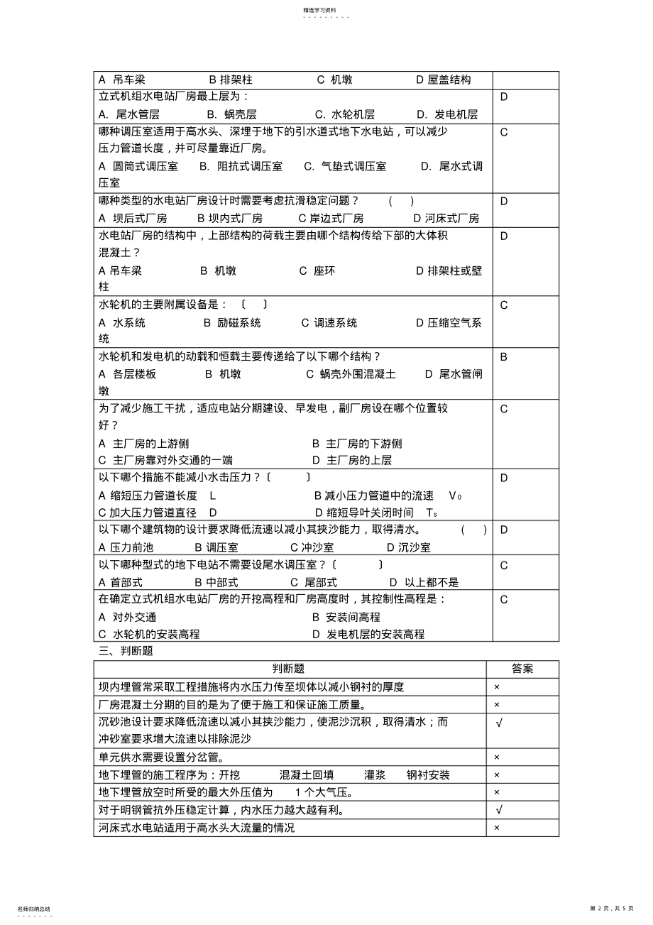 2022年水电站复习思考题2015.06 .pdf_第2页