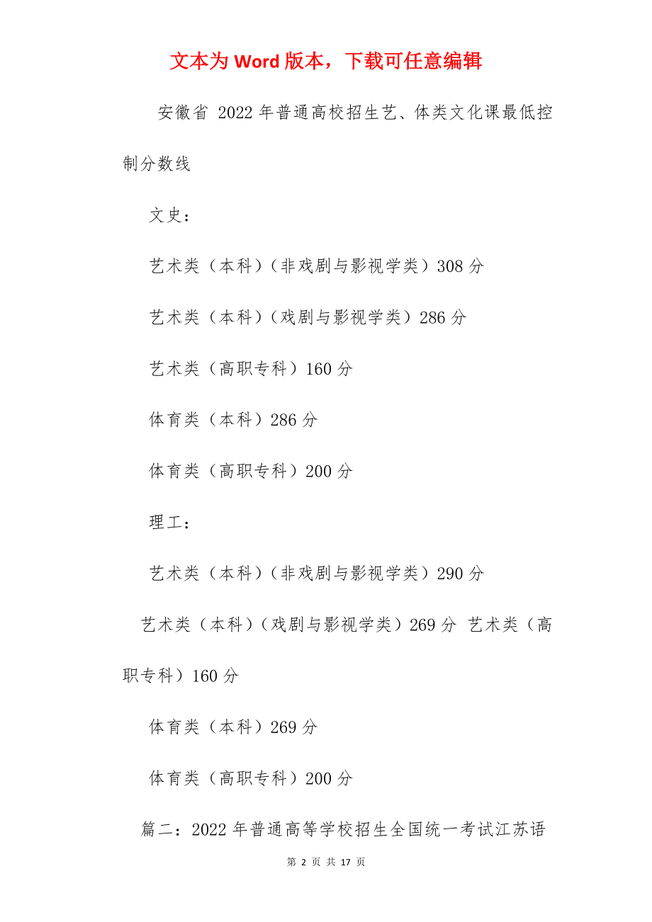 2022江苏省高考分数线.docx_第2页