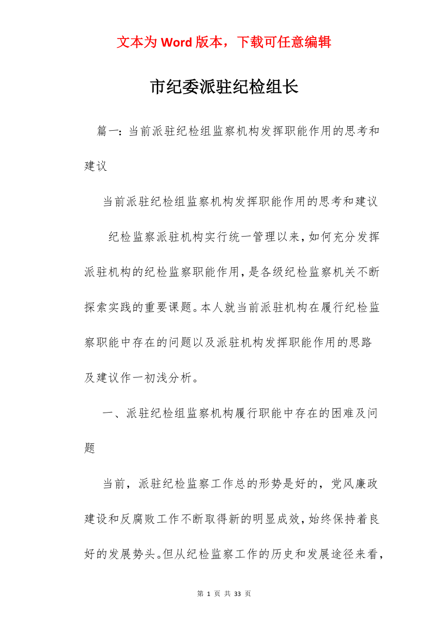 市纪委派驻纪检组长.docx_第1页