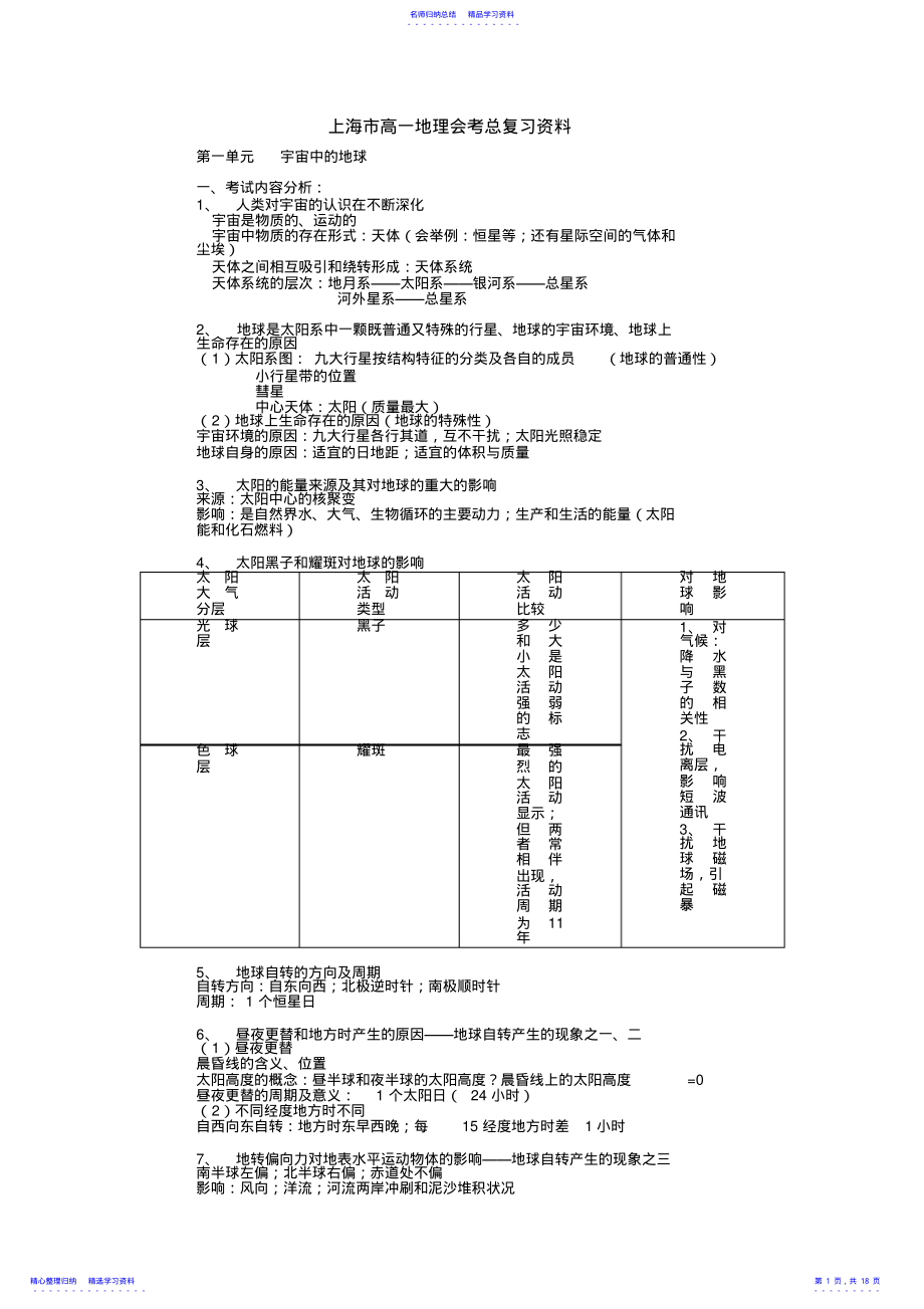 2022年上海市高一地理会考总复习资料 .pdf_第1页