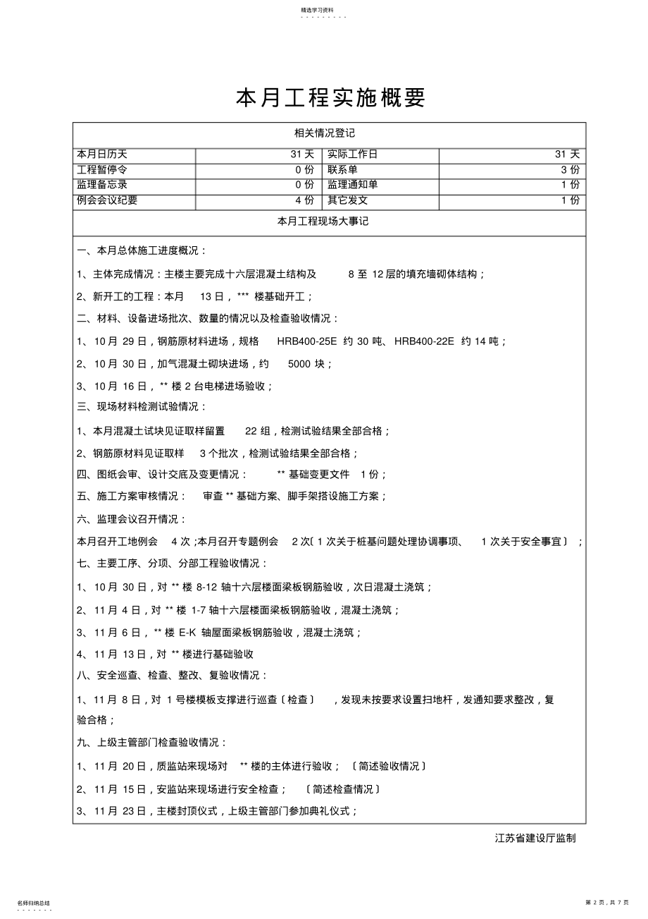 2022年江苏省监理月报范本 .pdf_第2页