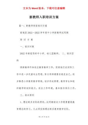 新教师入职培训方案.docx