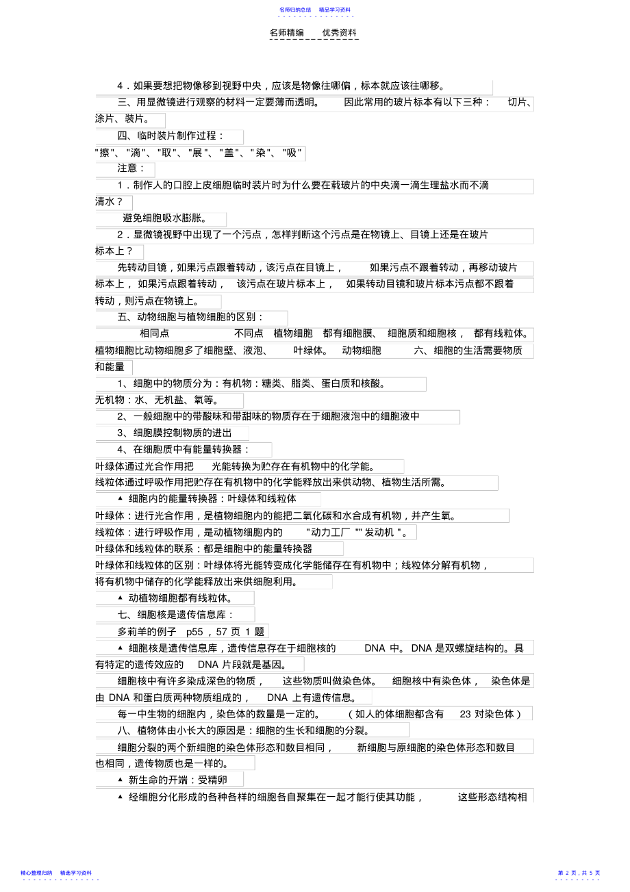 2022年七年级生物学上册知识点复习 .pdf_第2页