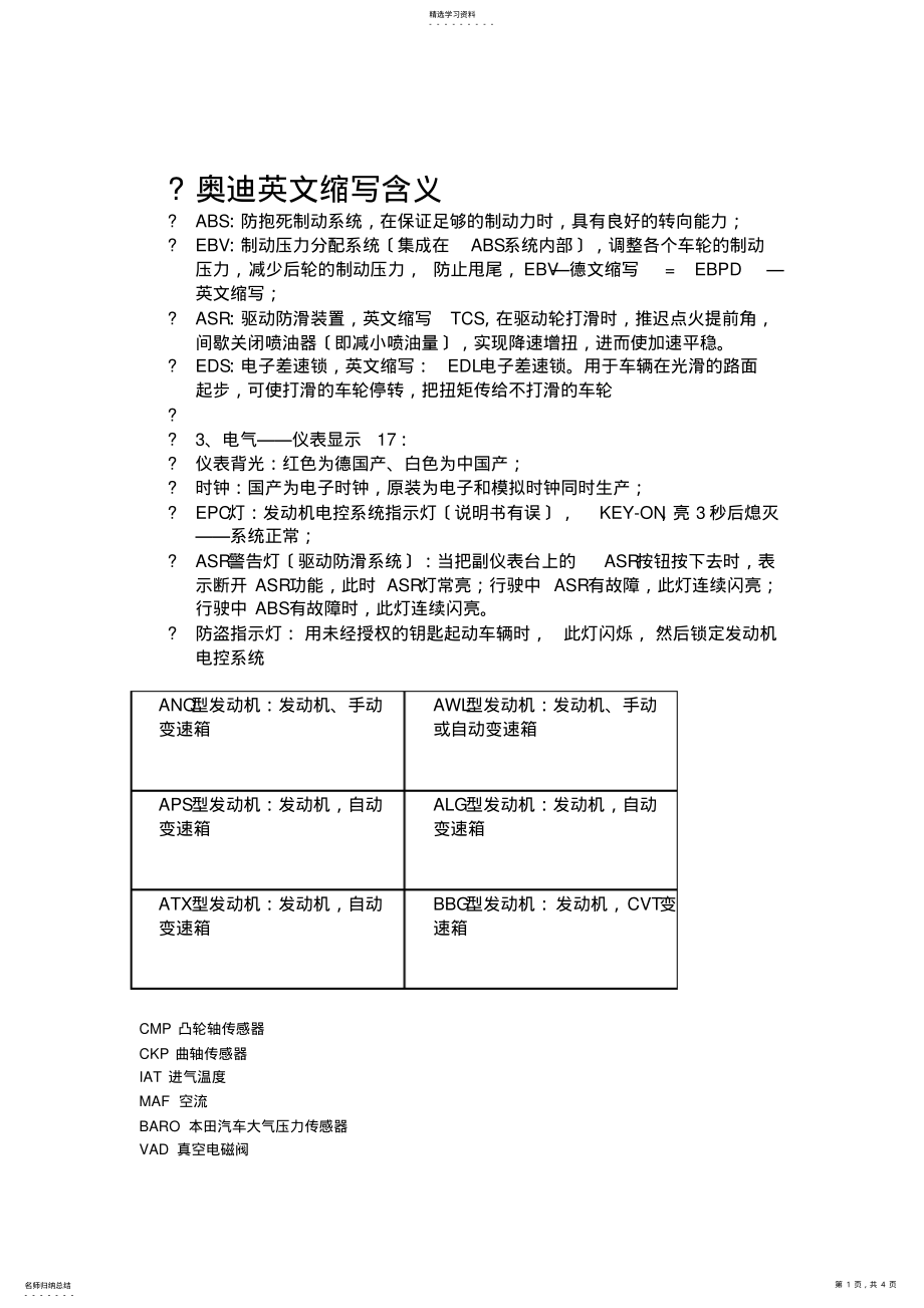 2022年汽车英文缩写及保险丝含义 .pdf_第1页