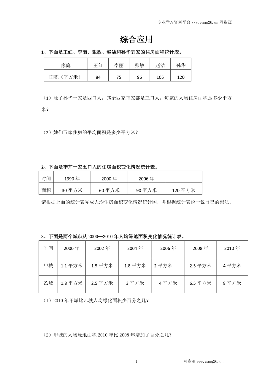 数学小升初专项训练 通用版数学六年级下册总复习专题：综合应用 含答案.doc_第1页