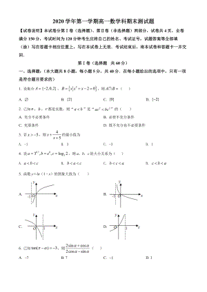 广东省广州市番禺区2020-2021高一上学期数学期末试卷及答案.pdf