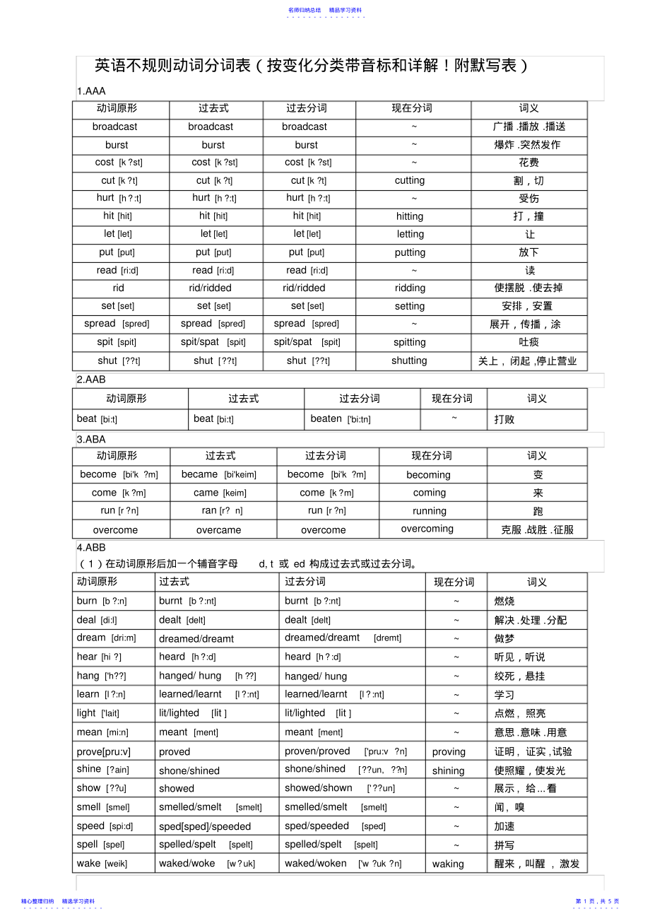 2022年不规则动词分词表 .pdf_第1页