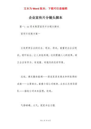 企业宣传片分镜头脚本.docx