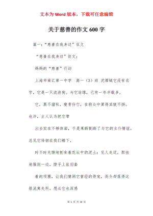 关于慈善的作文600字.docx