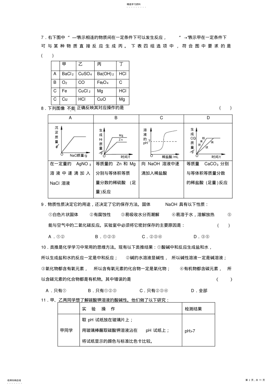 2022年江苏阜宁GSJY初中化学推断题专题训练 .pdf_第2页