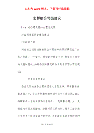 怎样给公司提建议.docx