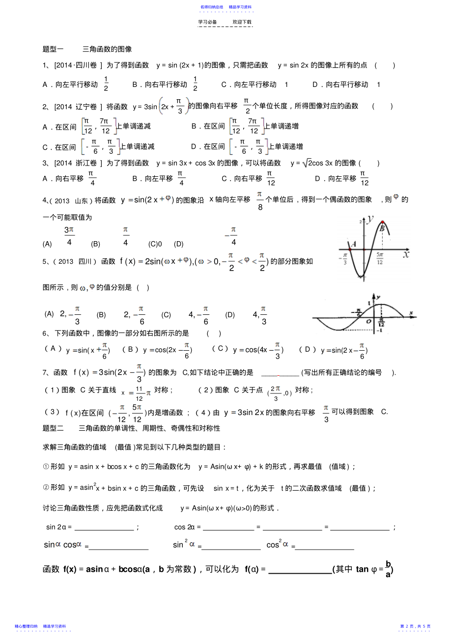 2022年三角函数的图象和性质知识点高考总结 .pdf_第2页