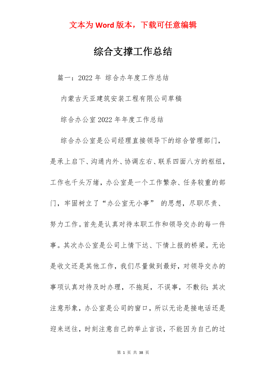 综合支撑工作总结.docx_第1页