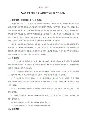 学习员工入股持股方案 XX股份有限公司员工持股计划方案(构思稿).doc