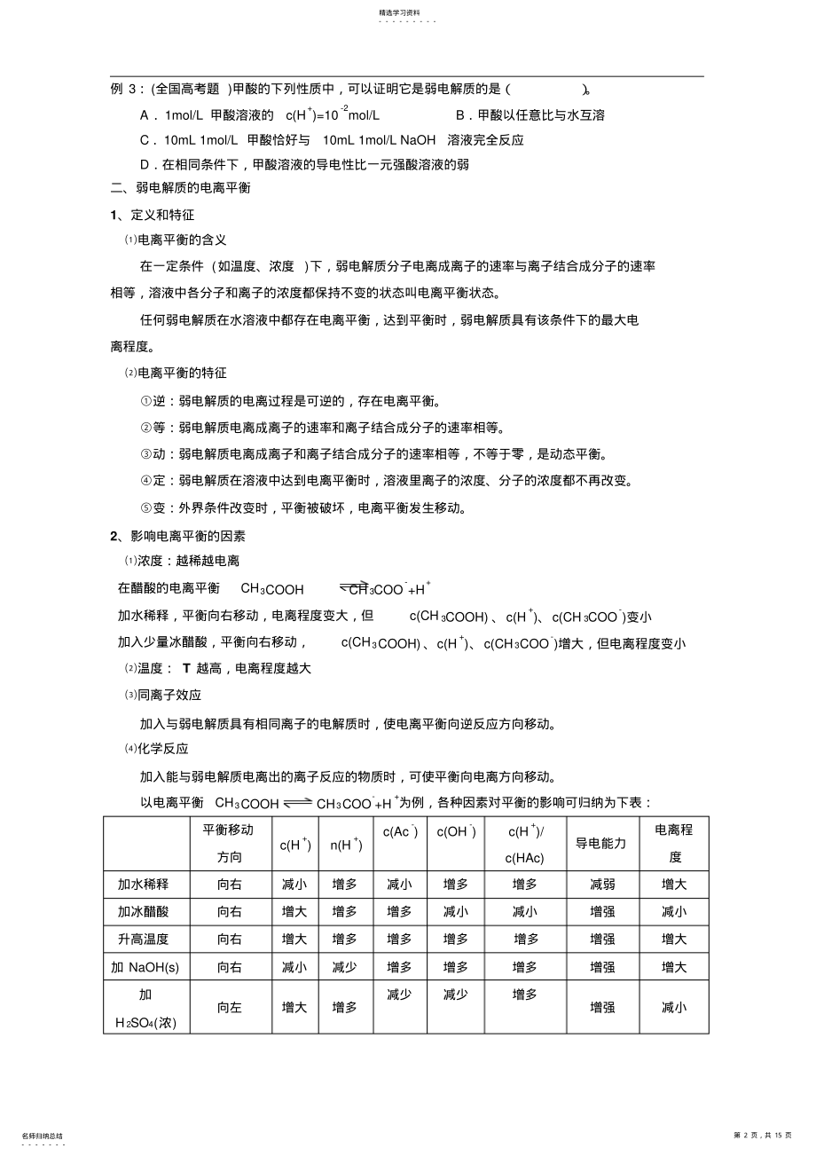 2022年水溶液中的电离平衡知识点讲解及例题解析 .pdf_第2页