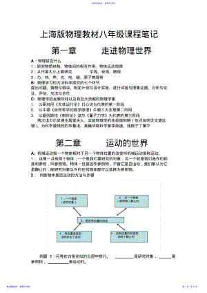 2022年上海版物理教材八年级课程复习笔记 2.pdf