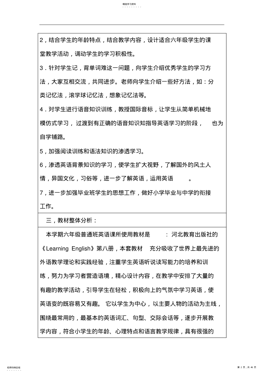 2022年河北版小学英语六年级下册教案 2.pdf_第2页