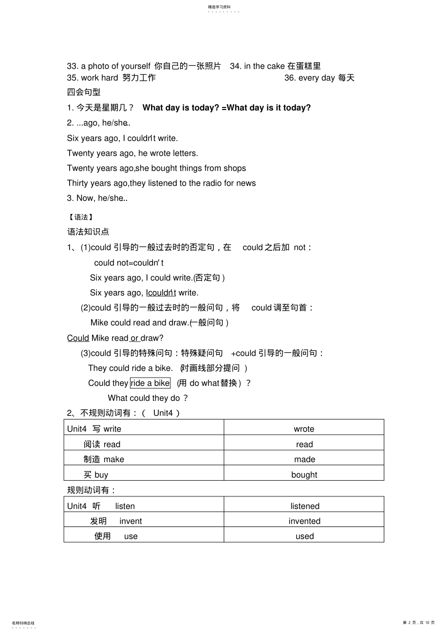 2022年江苏省译林最新版六年级上册unit4知识点整理- .pdf_第2页