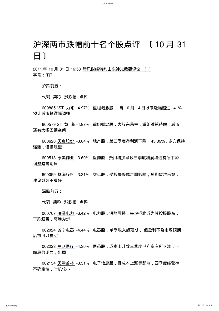 2022年沪深两市涨幅前十名个股点评 .pdf_第2页