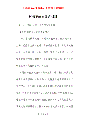 村书记表态发言材料.docx