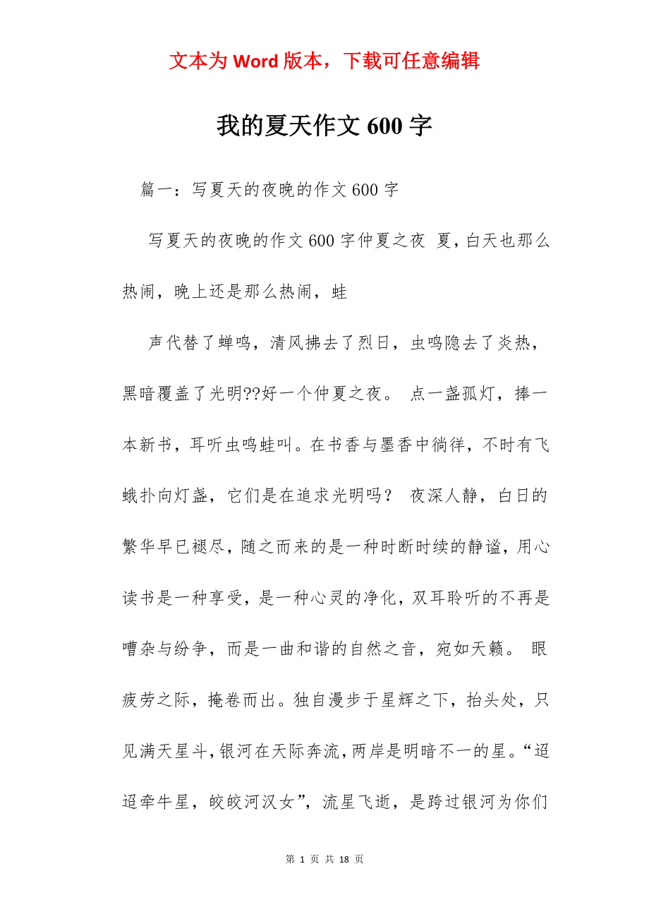 我的夏天作文600字.docx_第1页