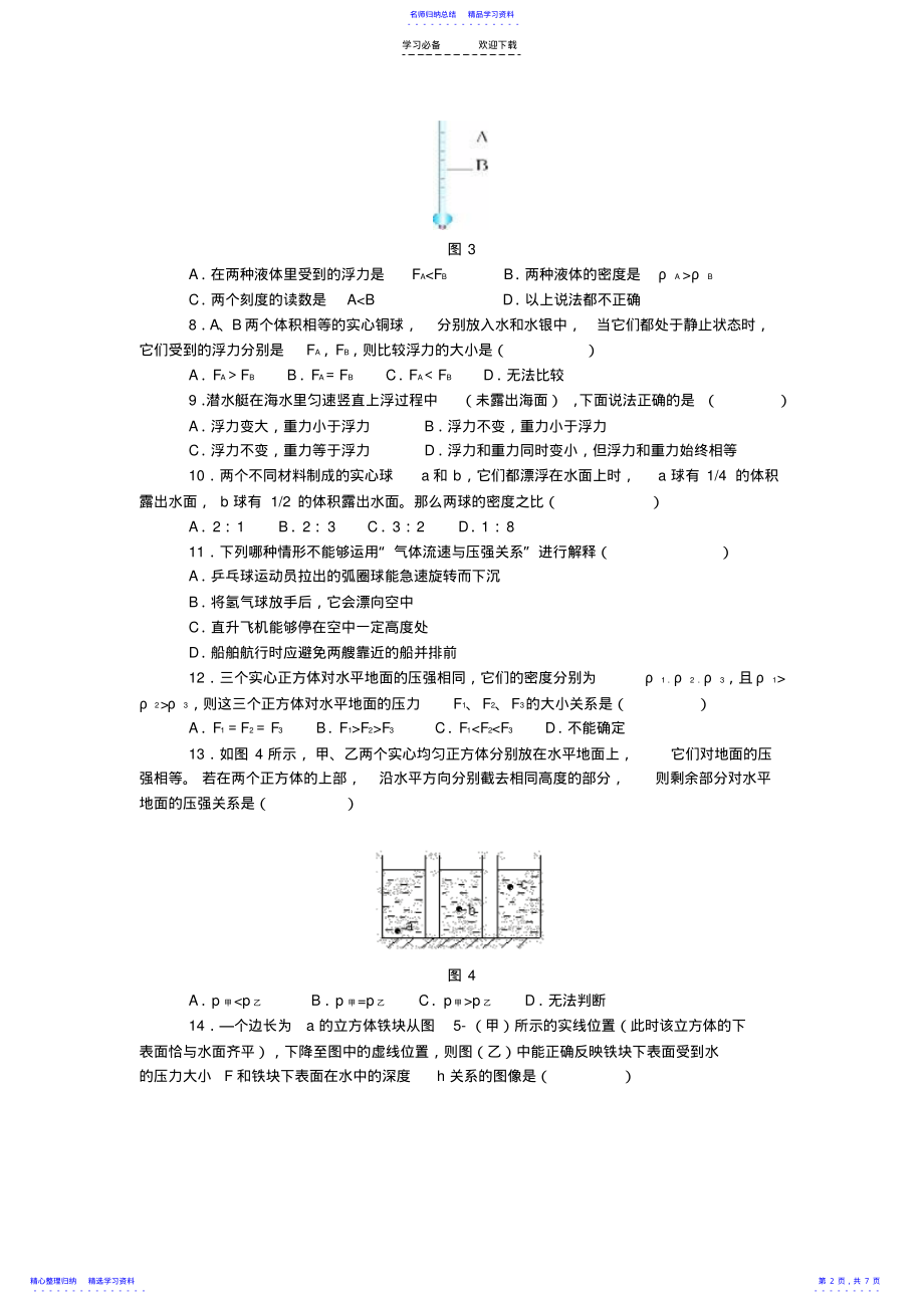 2022年专题复习六压强与浮力 .pdf_第2页