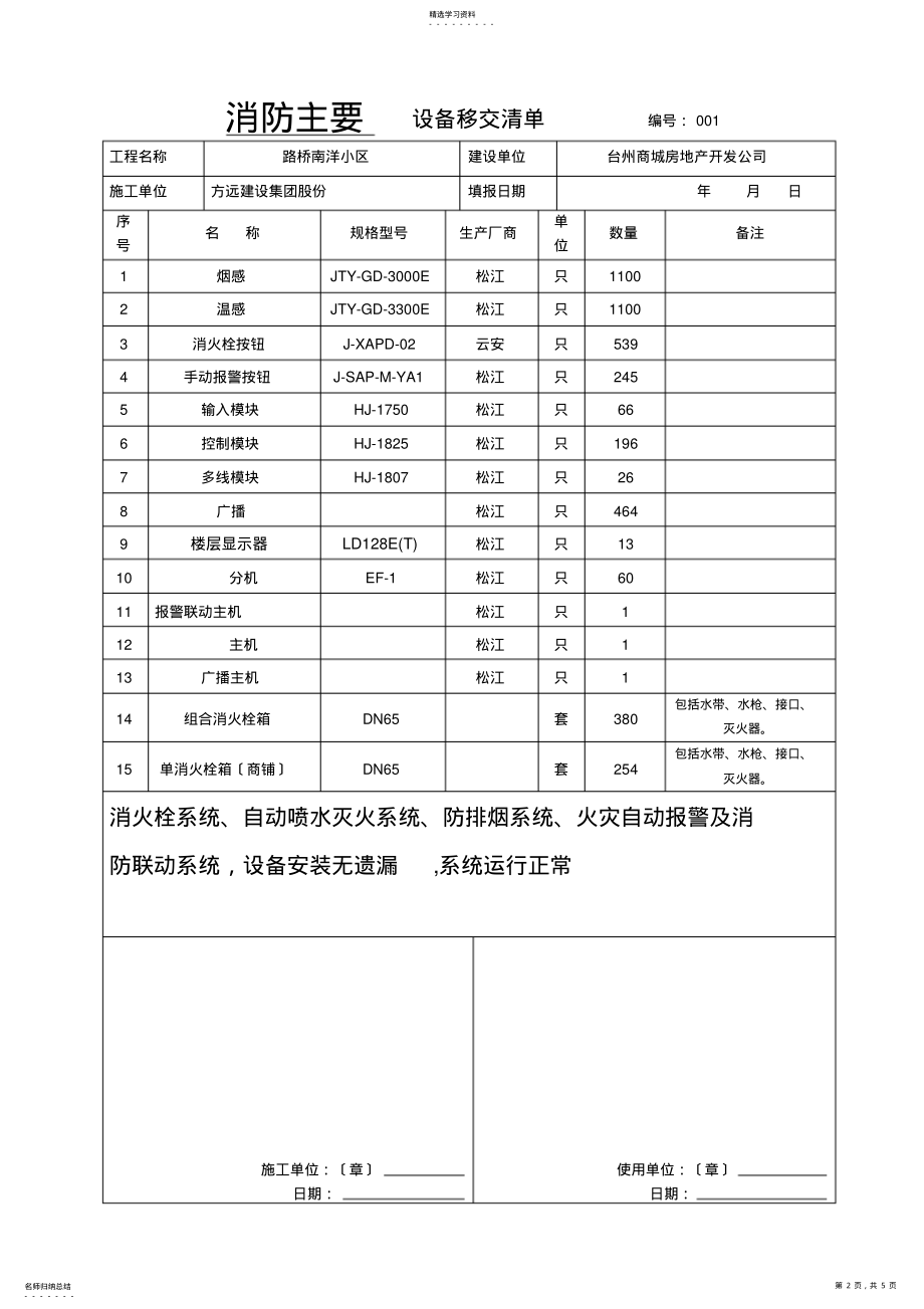 2022年消防设施移交和清单 .pdf_第2页