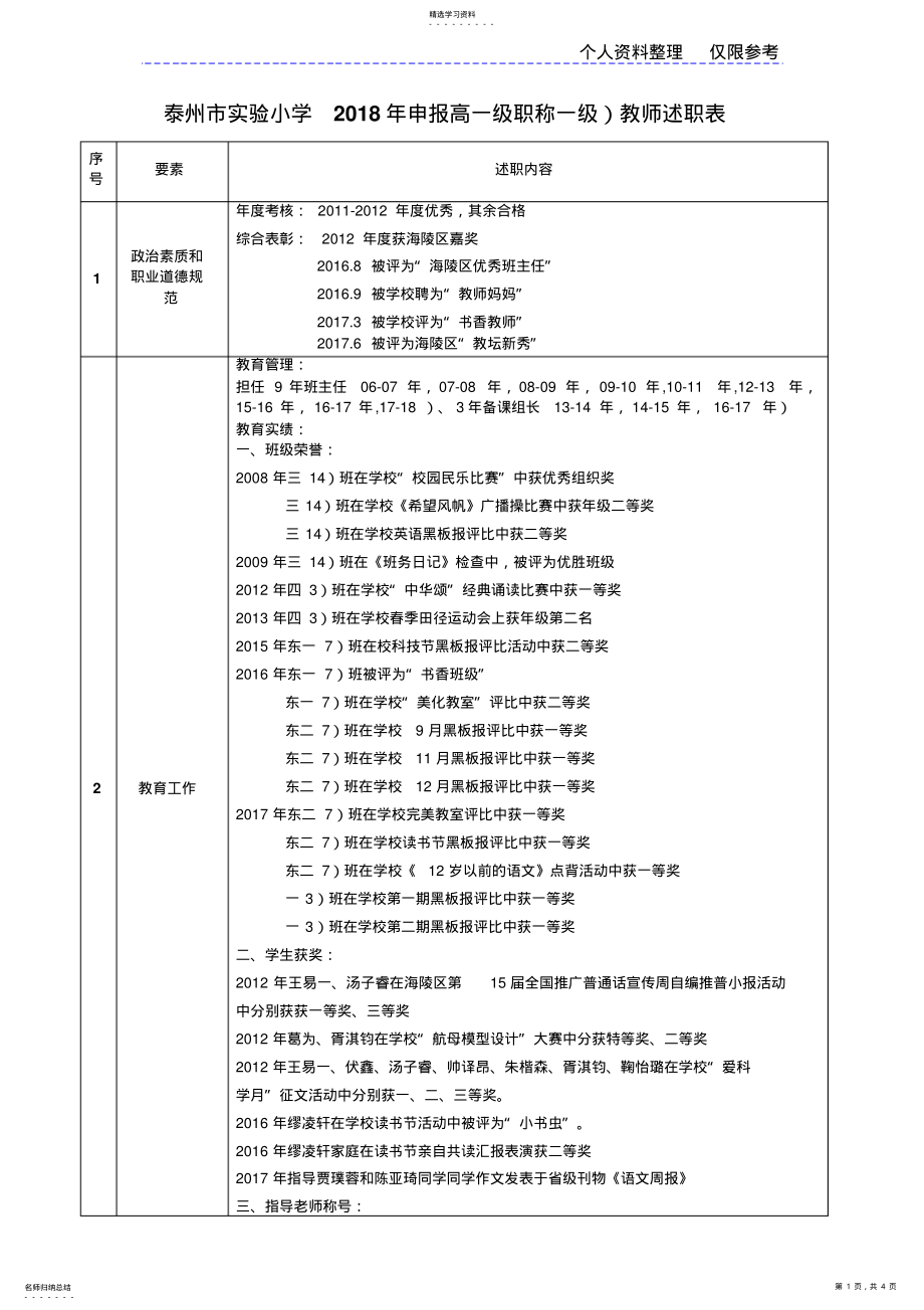 2022年泰州市实验小学2018年申报高一级职称教师述职表 .pdf_第1页