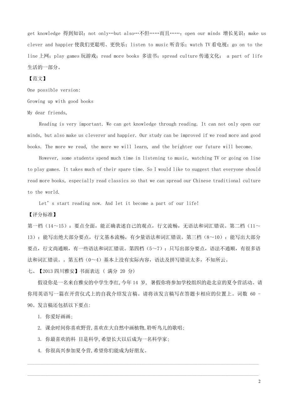 2013年中考英语汇编精讲41 应用作文.doc_第2页