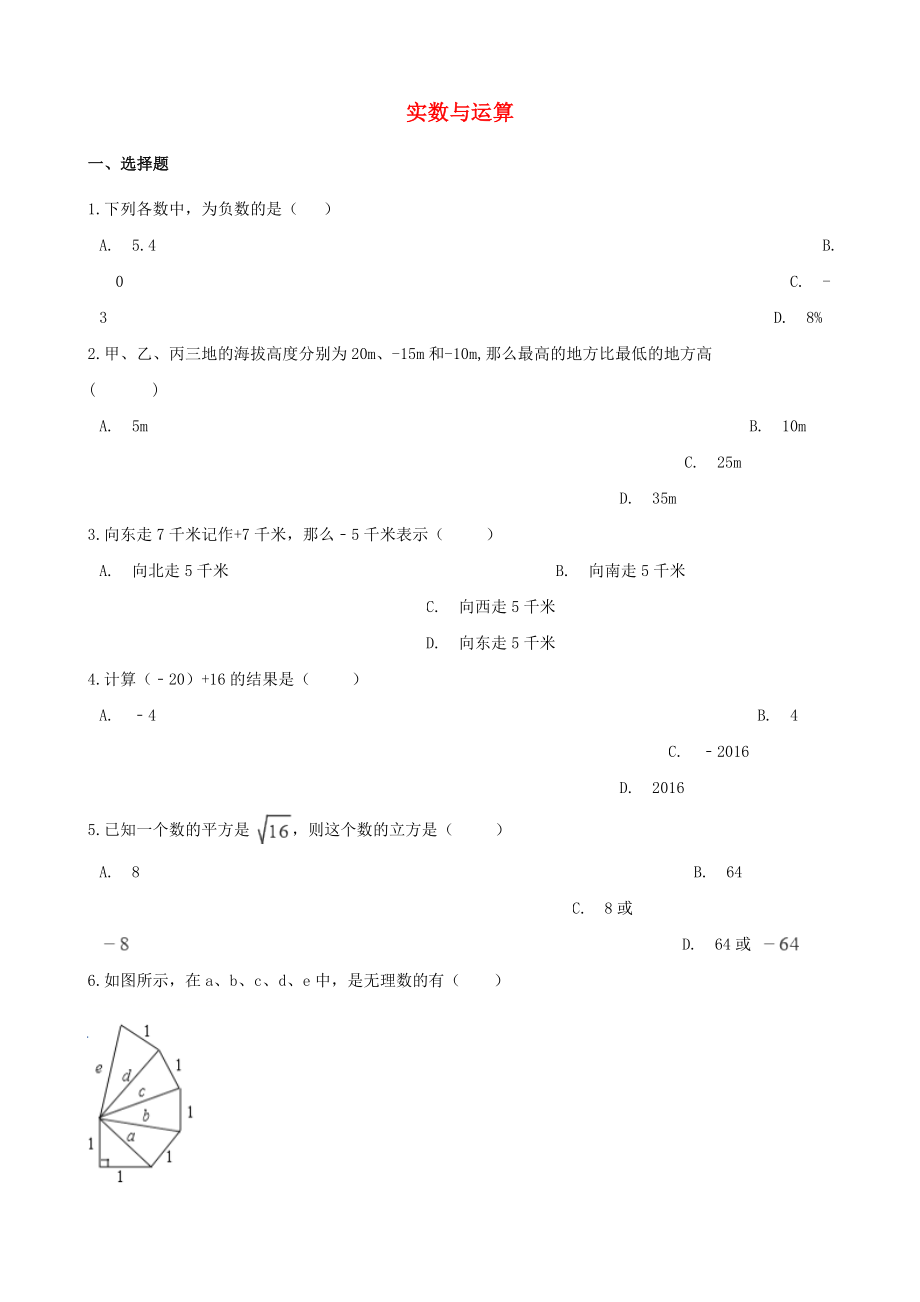 2021年中考数学必考知识点实数与运算专项训练含解析.doc_第1页