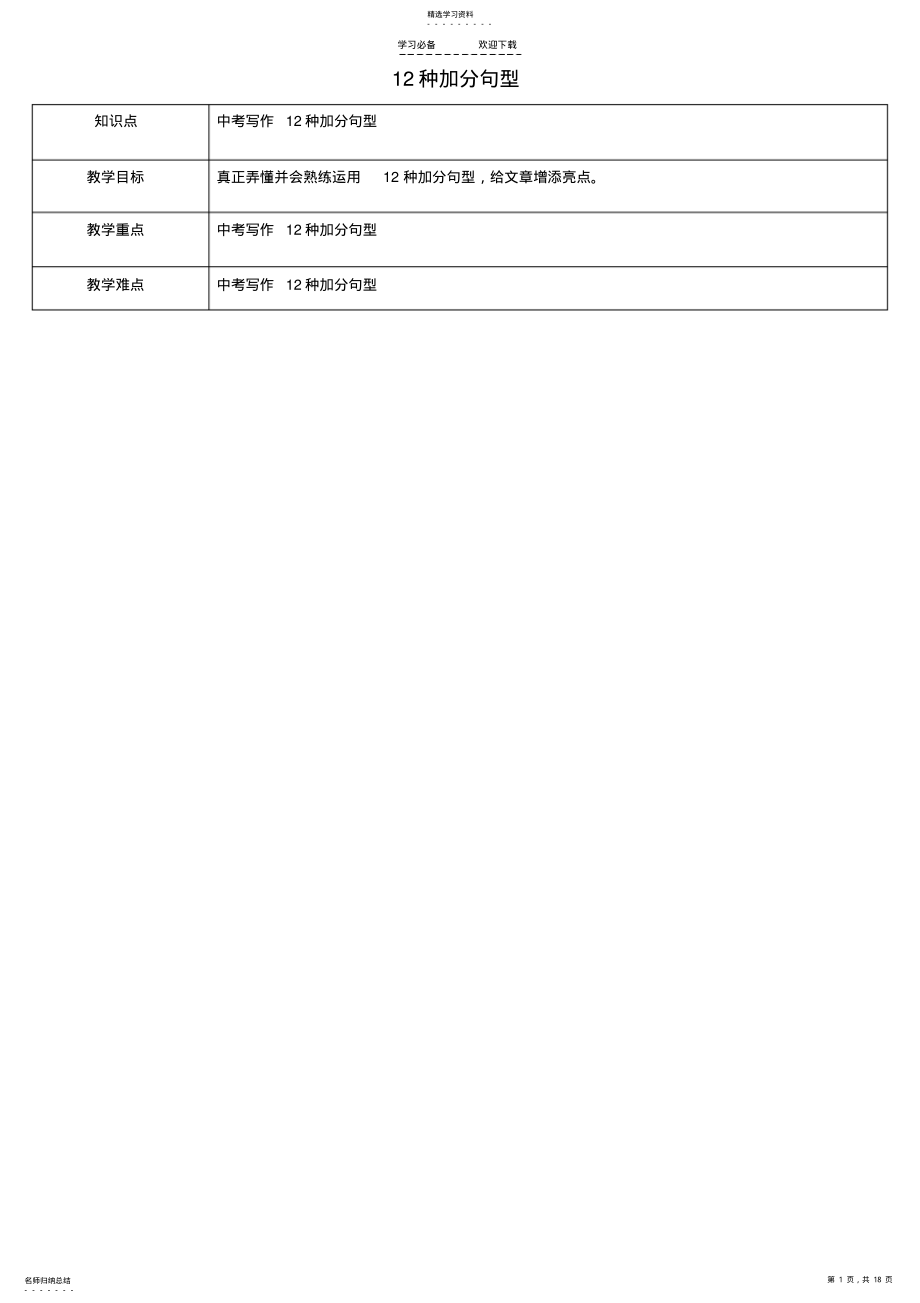 2022年中考英语专题复习-写作-种加分句型教案-课件 .pdf_第1页