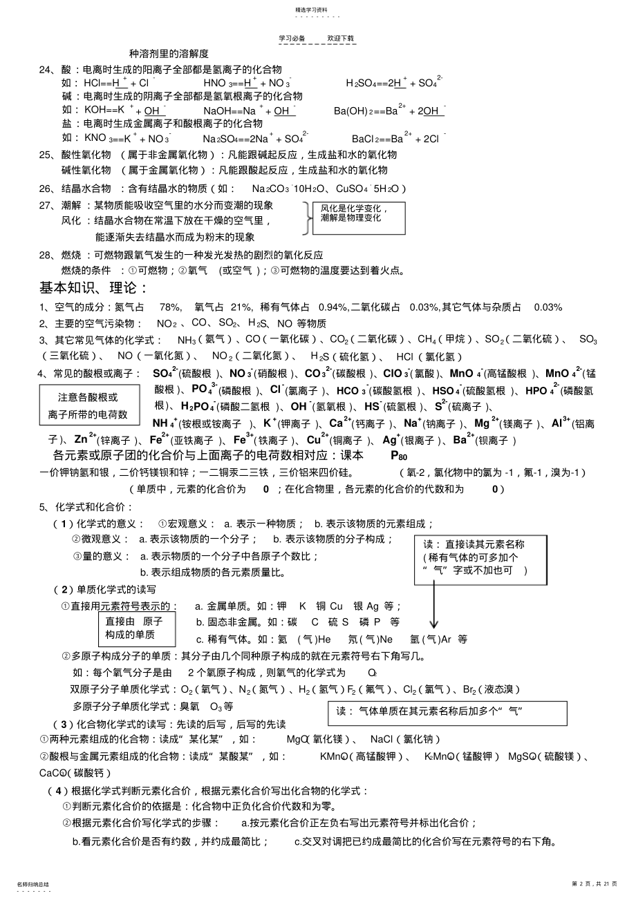 2022年中考化学总复习知识点总结 .pdf_第2页