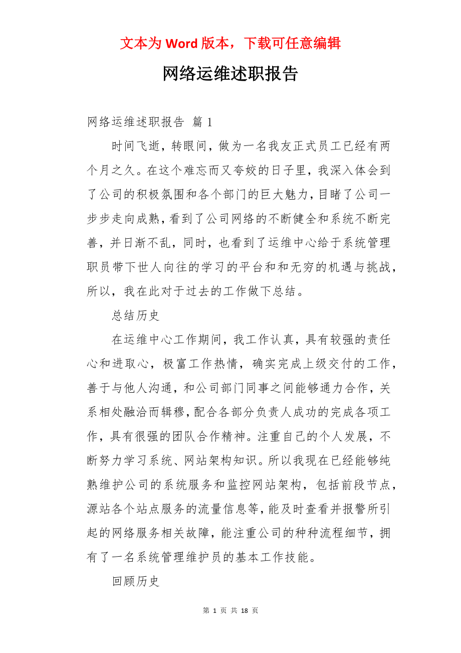 网络运维述职报告.docx_第1页