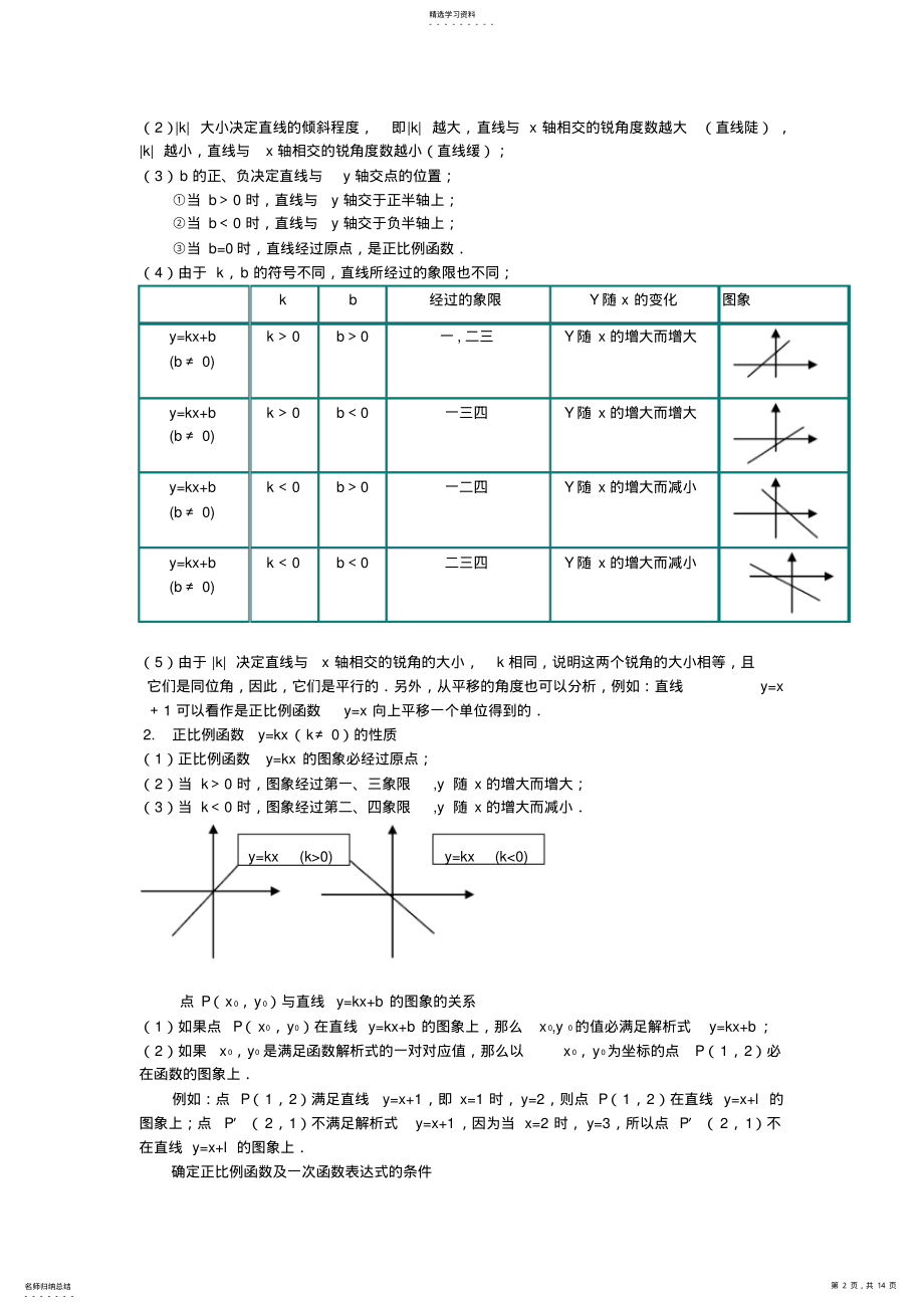 2022年中考专题复习一次函数知识点总结 3.pdf_第2页