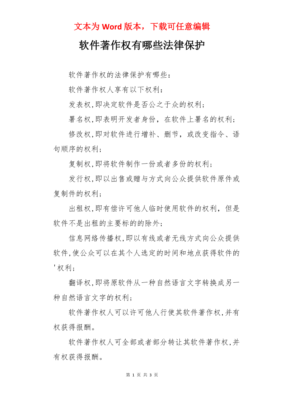 软件著作权有哪些法律保护.docx_第1页