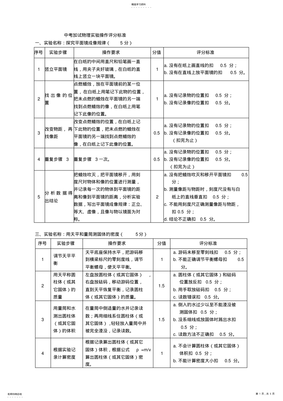 2022年中考加试物理实验操作评分标准 .pdf_第1页