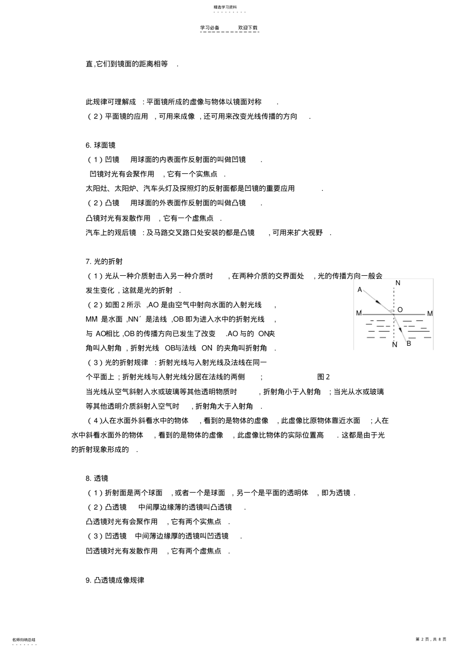 2022年中考物理总复习教学案--光的反射和光的折射 .pdf_第2页