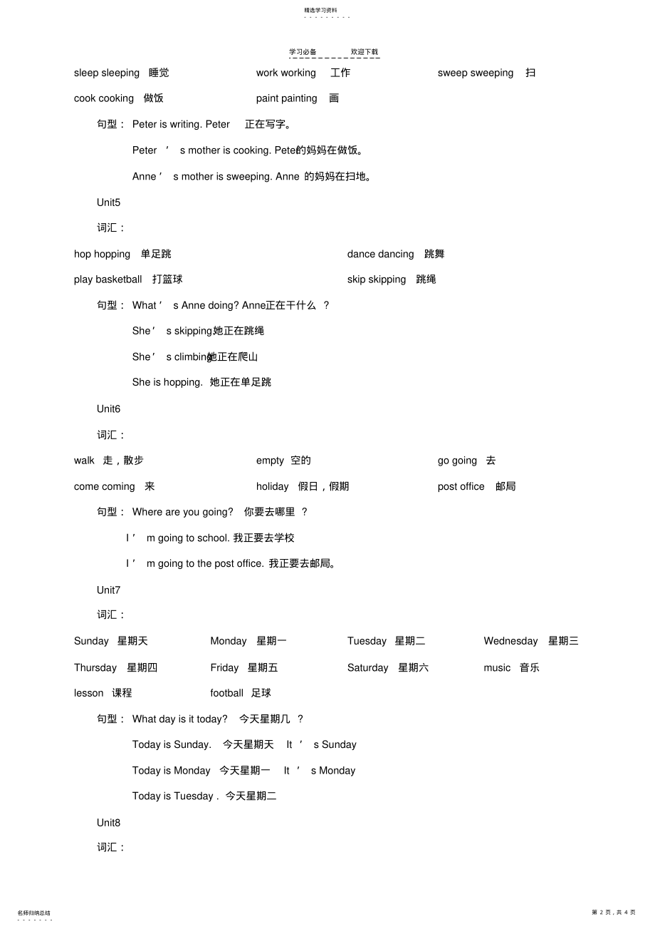 2022年湘少版小学英语复习提纲四年级下册 .pdf_第2页