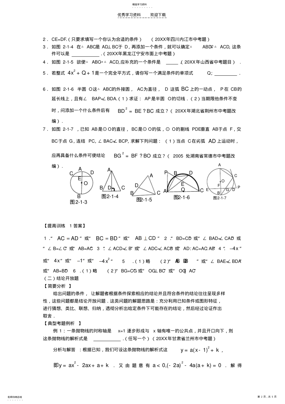 2022年中考数学专题复习-开放性问题一新课标 .pdf_第2页