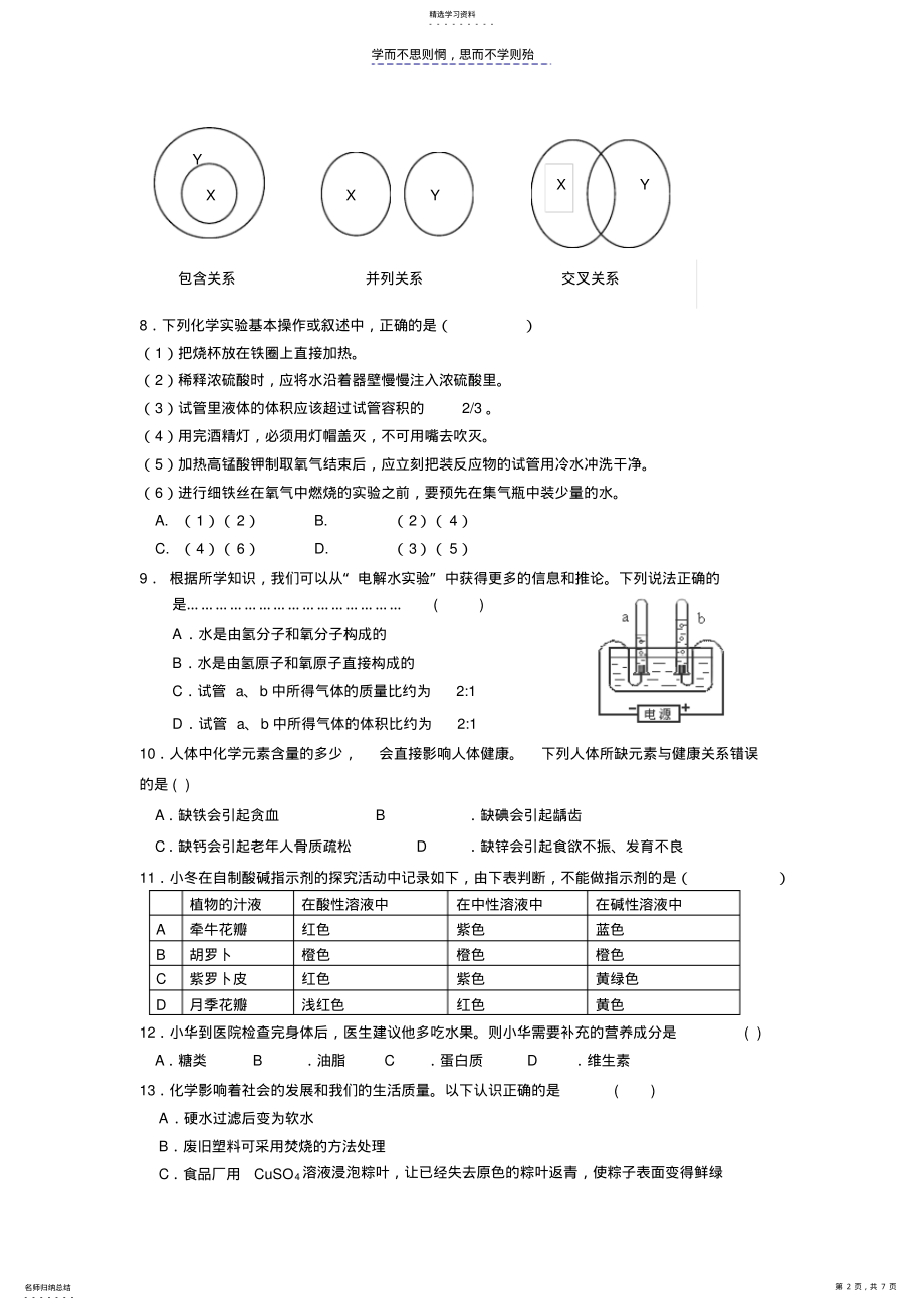 2022年中考化学模拟测试题 .pdf_第2页