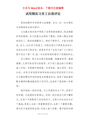 试用期实习员工自我评定.docx