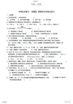 2022年中考化学复习专题四物质的化学变化练习 .pdf