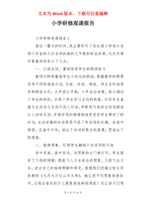 小学研修观课报告.docx