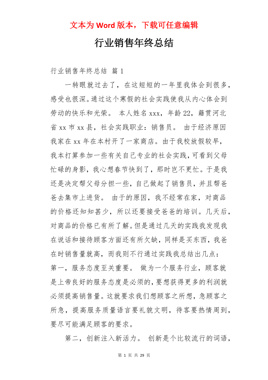 行业销售年终总结.docx_第1页