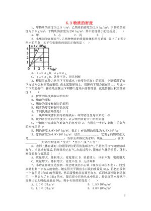 2021_2021学年八年级物理下册6.3物质的密度课课练无答案新版苏科版.docx