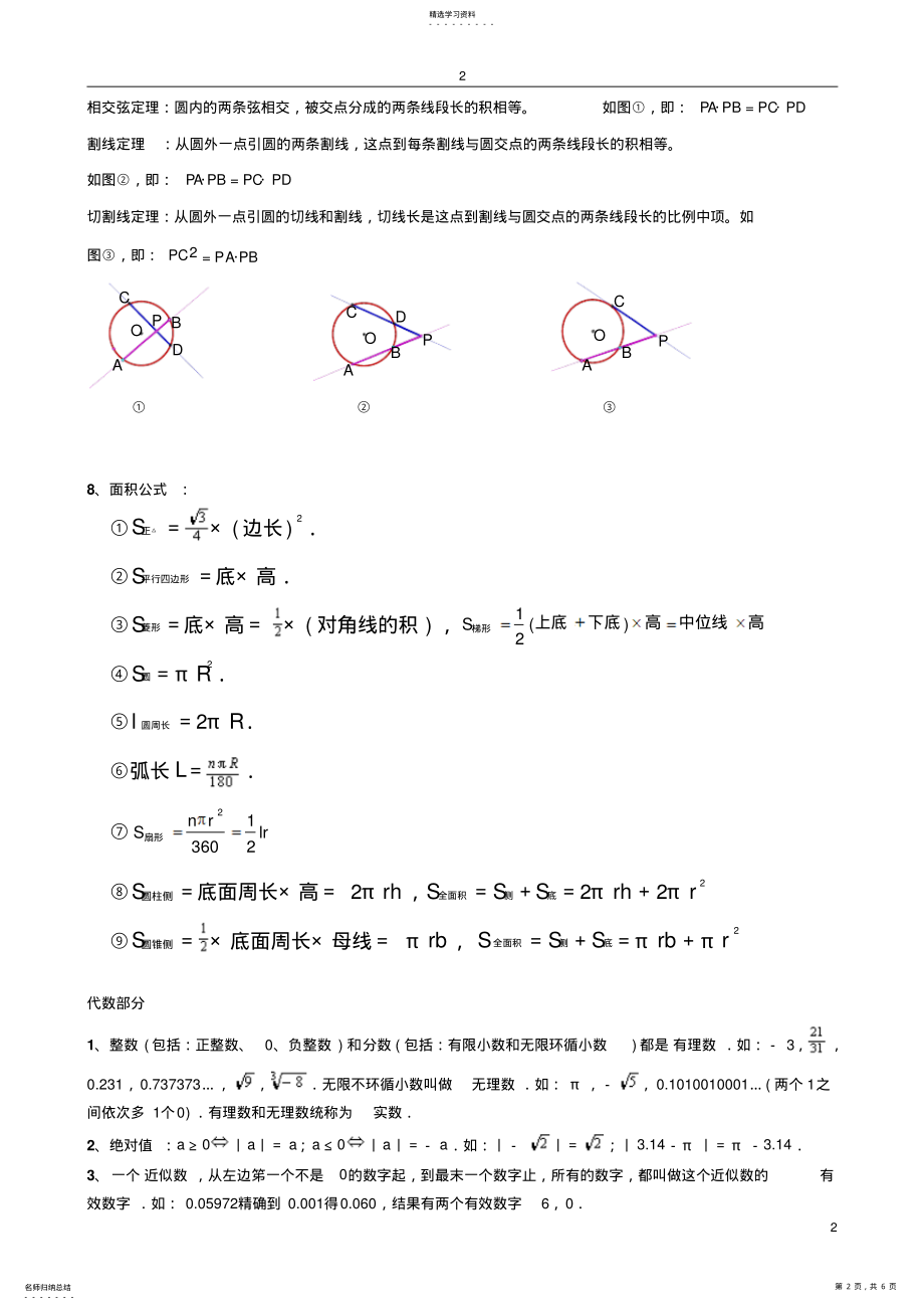 2022年中考数学几何代数部分知识重点总结 .pdf_第2页